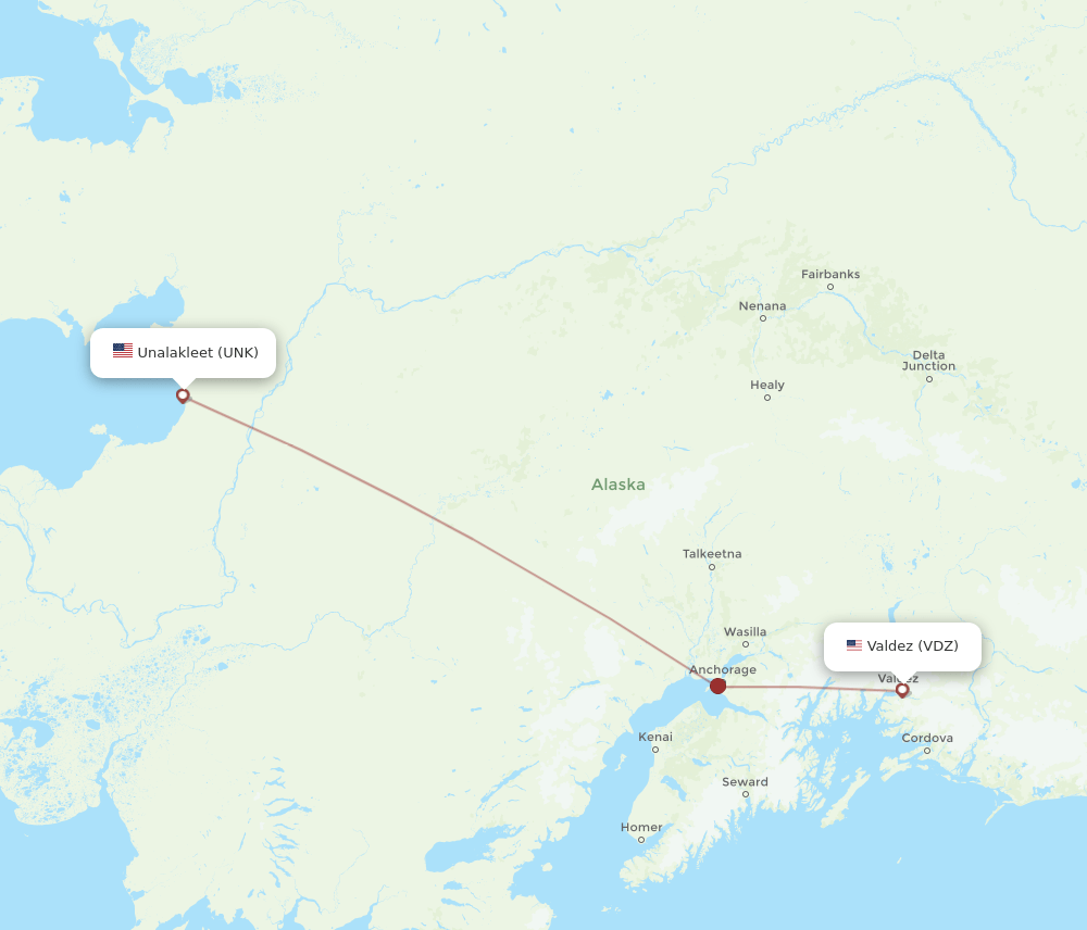 UNK to VDZ flights and routes map