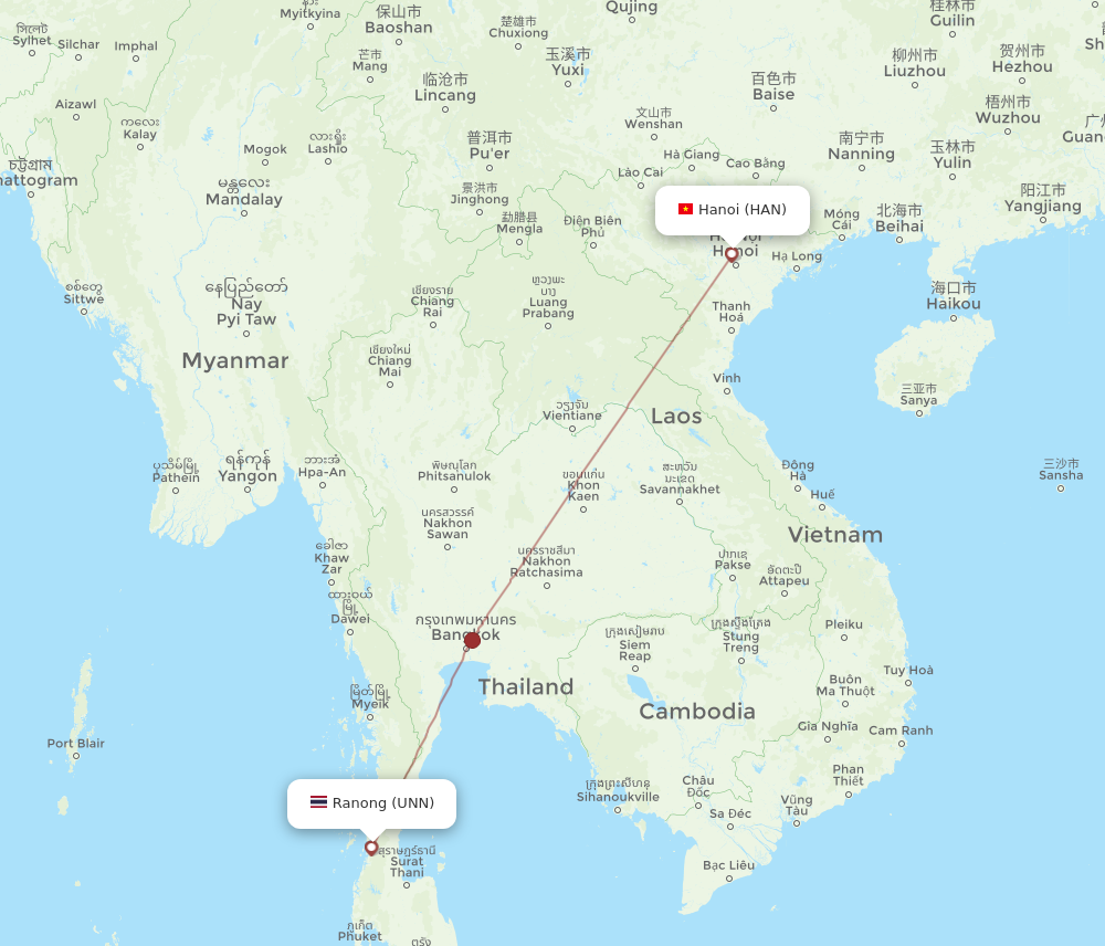HAN to UNN flights and routes map