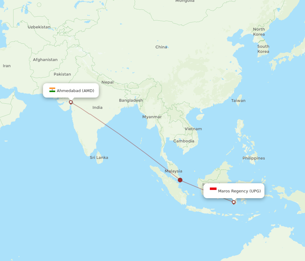UPG-AMD flight routes