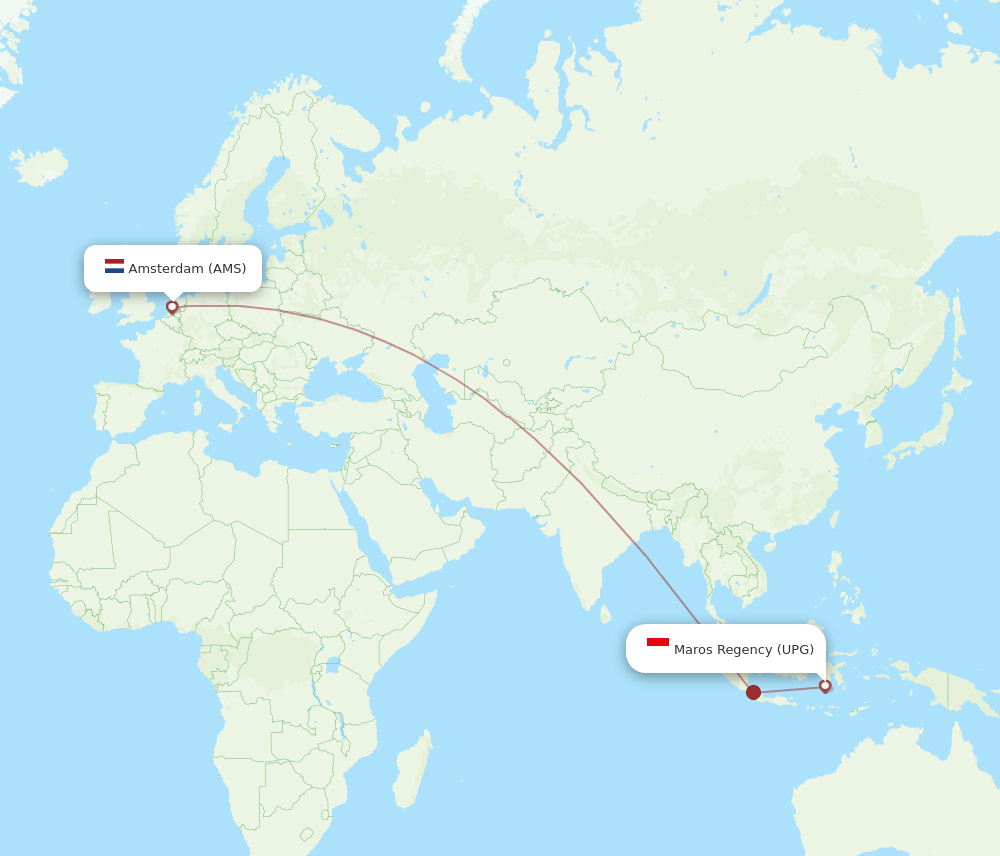 UPG to AMS flights and routes map