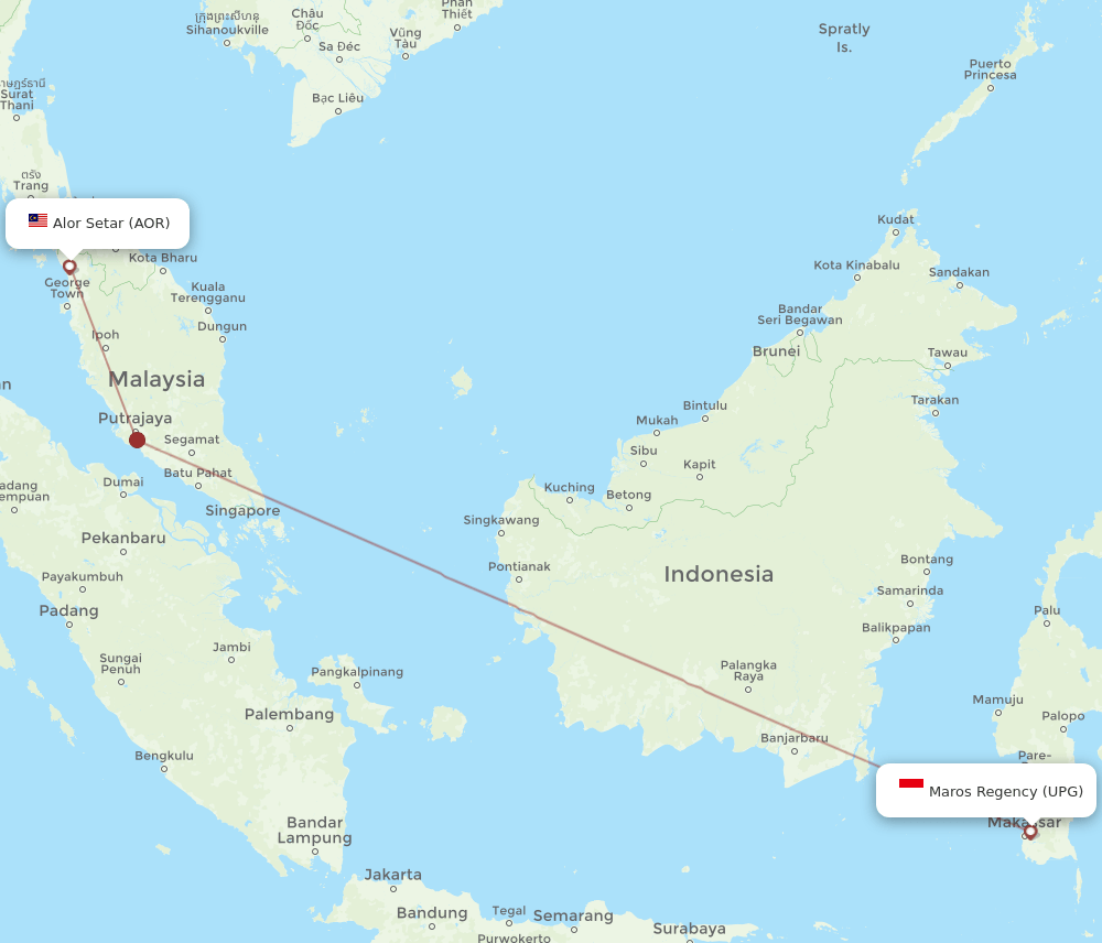 UPG-AOR flight routes