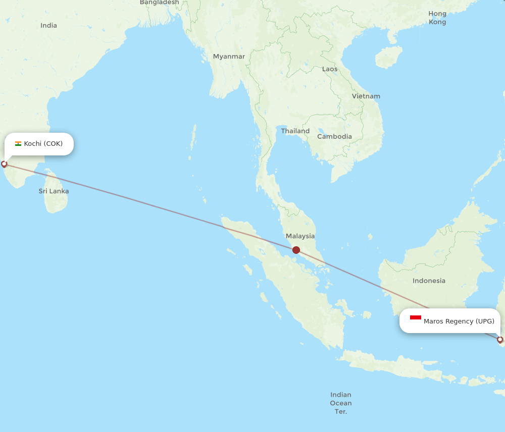 UPG-COK flight routes