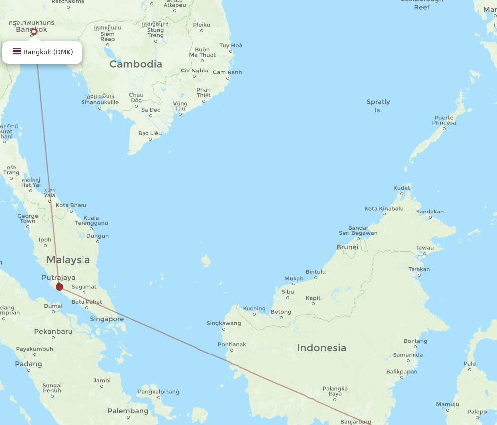 UPG to DMK flights and routes map