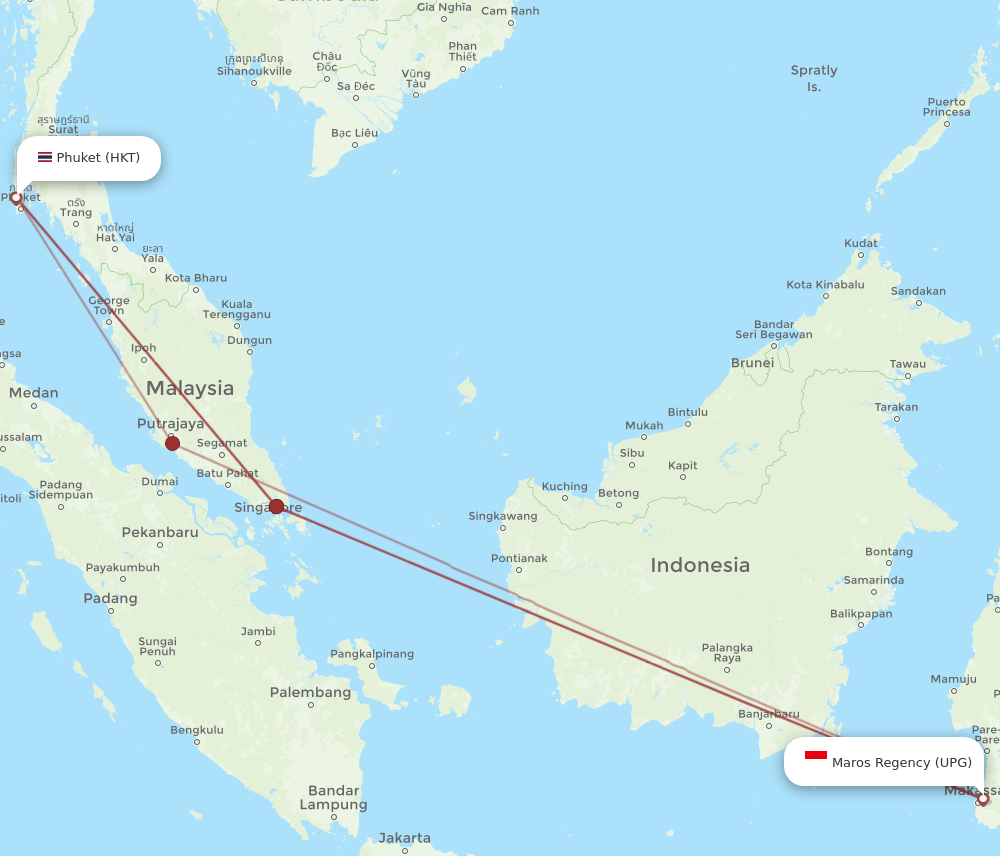 UPG to HKT flights and routes map