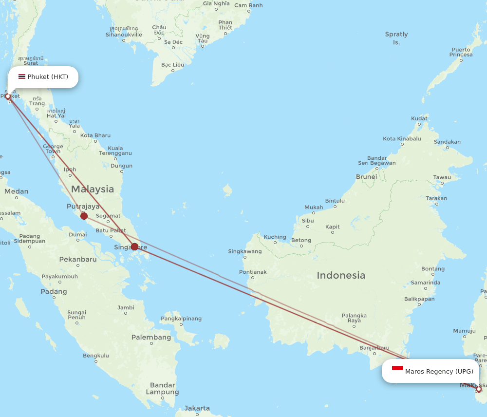 UPG-HKT flight routes