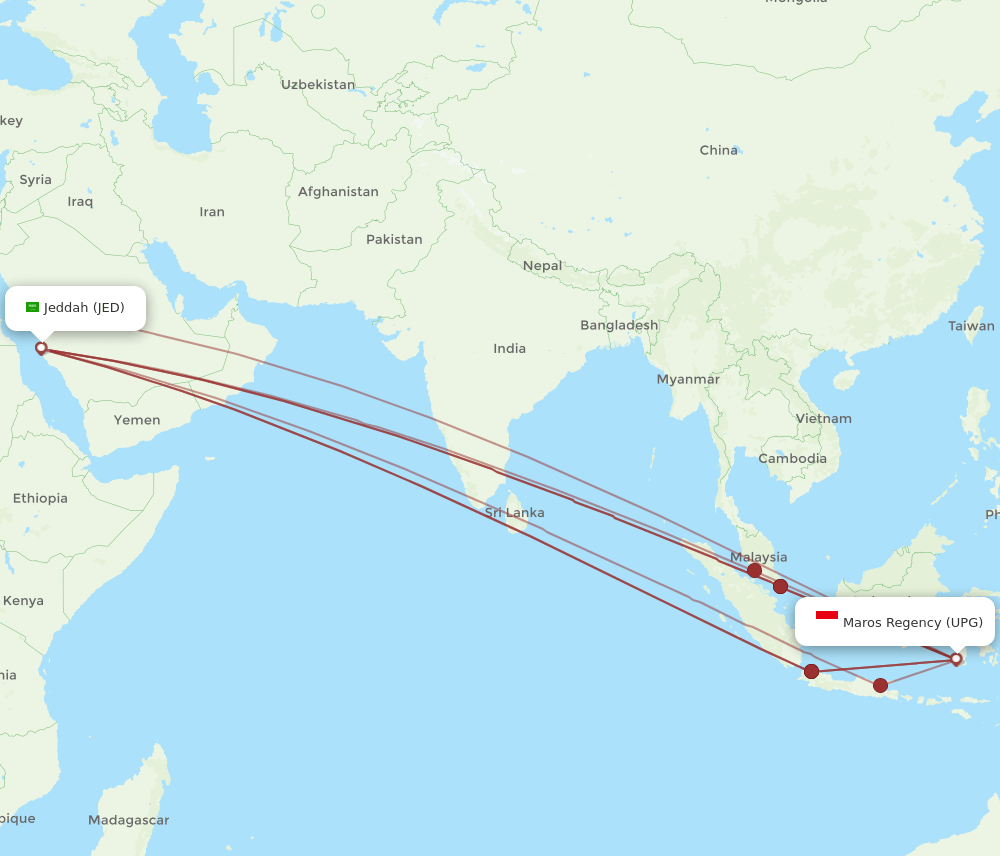UPG-JED flight routes