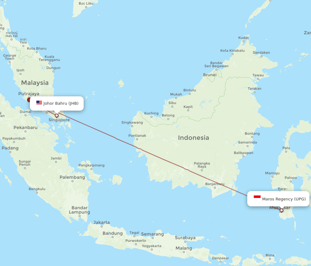 UPG-JHB flight routes