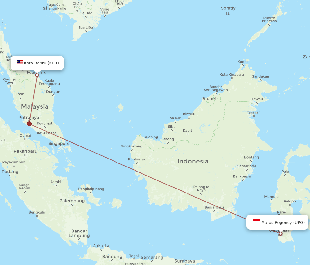UPG-KBR flight routes