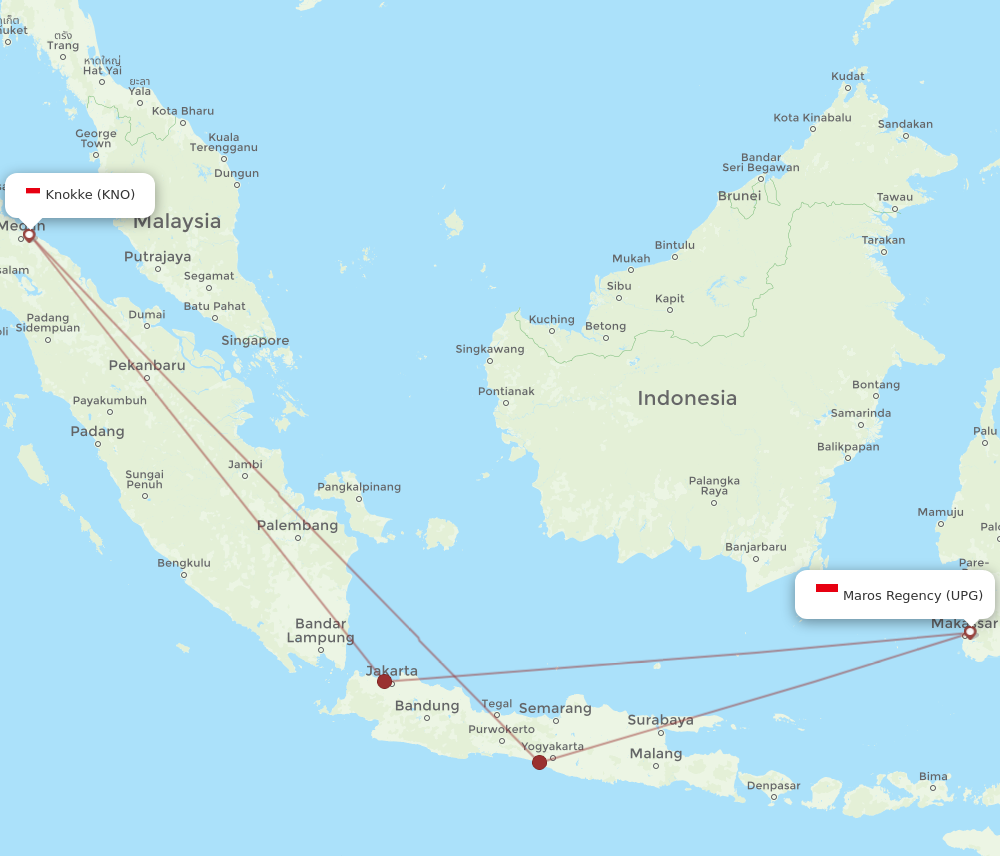UPG to KNO flights and routes map