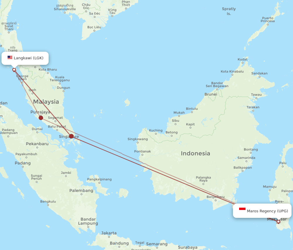 UPG-LGK flight routes