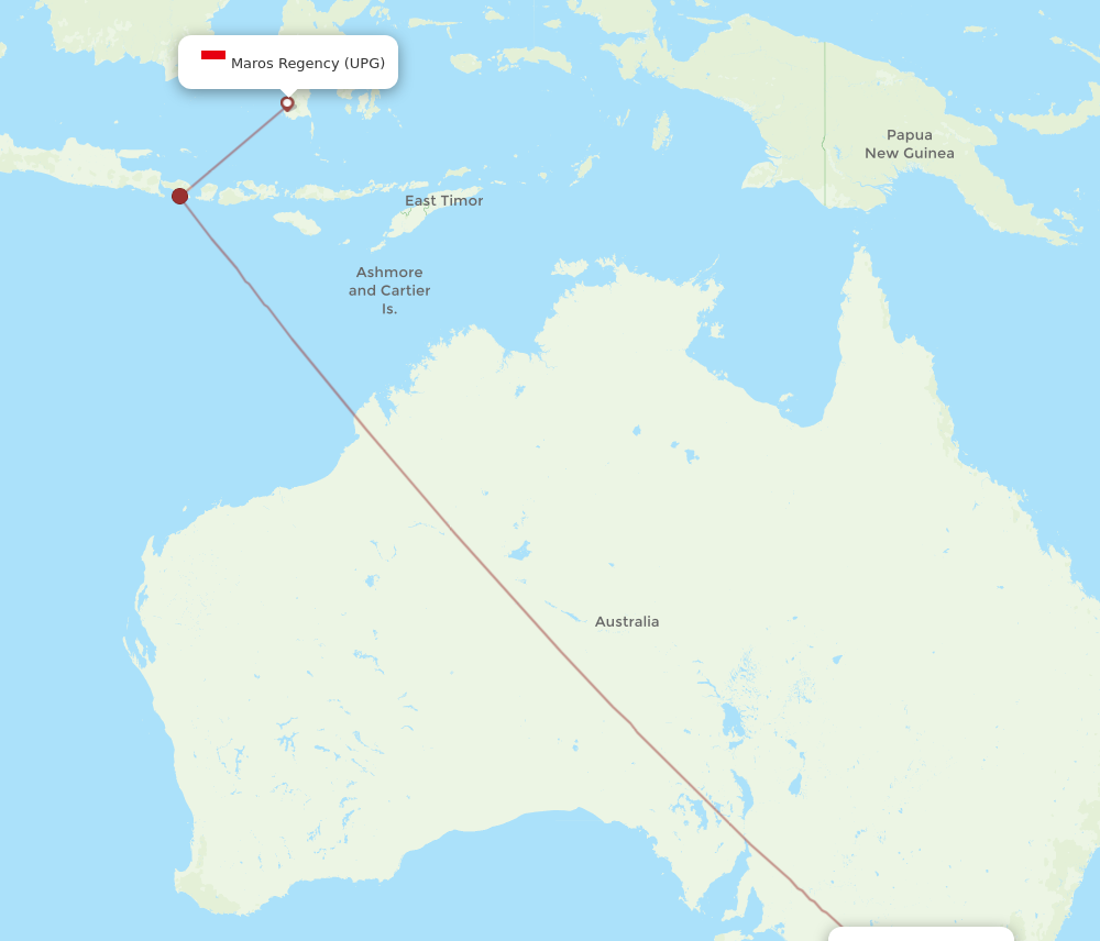 UPG to MEL flights and routes map