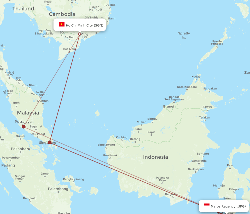 UPG-SGN flight routes