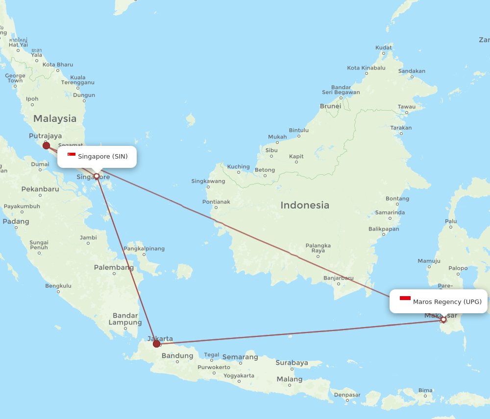 UPG-SIN flight routes