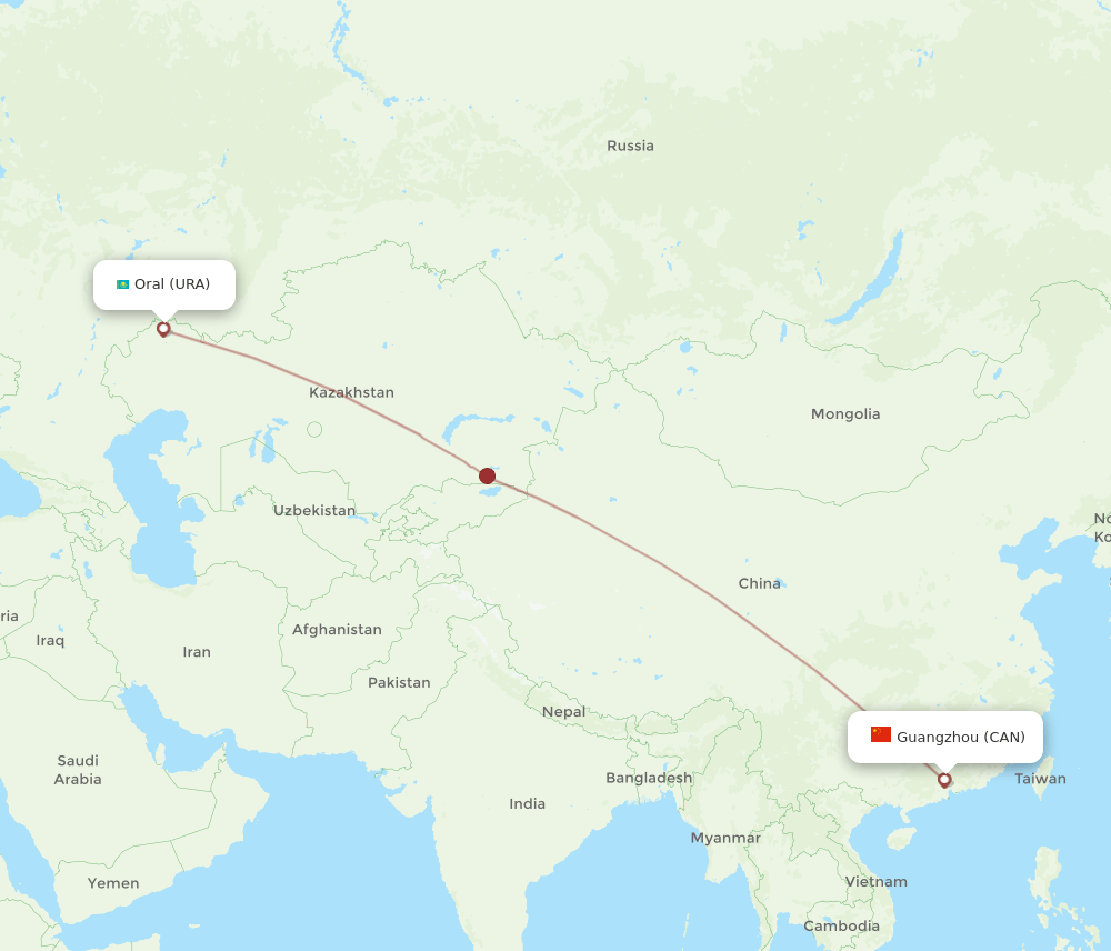 URA-CAN flight routes