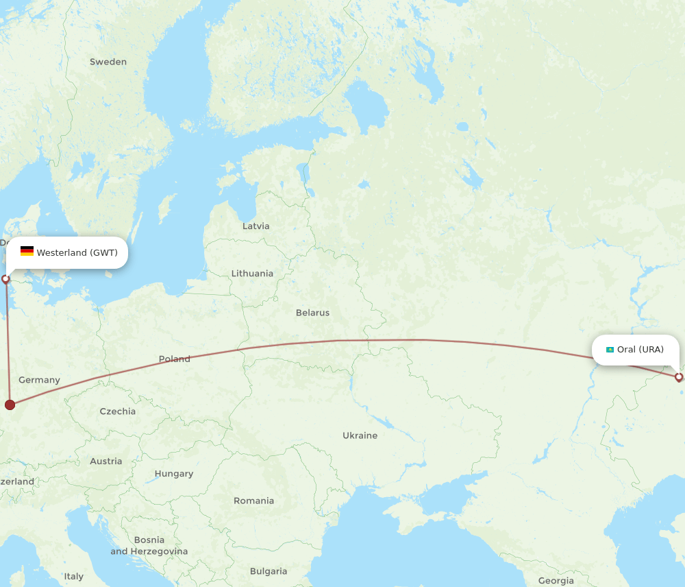 URA-GWT flight routes