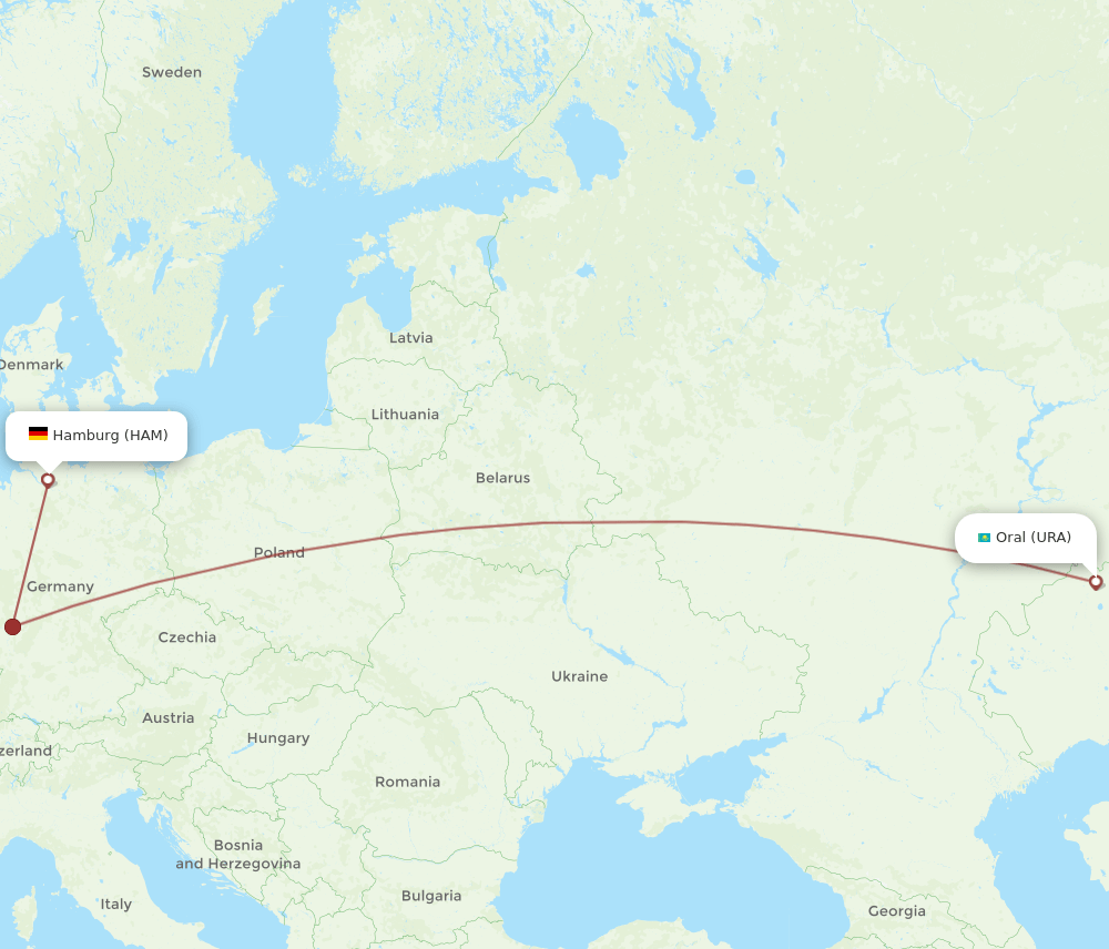 URA-HAM flight routes