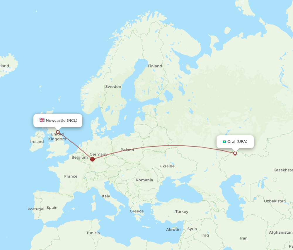 URA-NCL flight routes