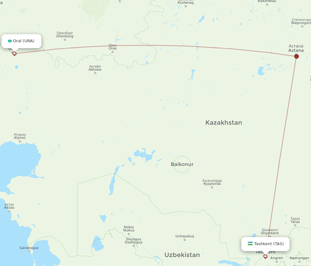URA-TAS flight routes