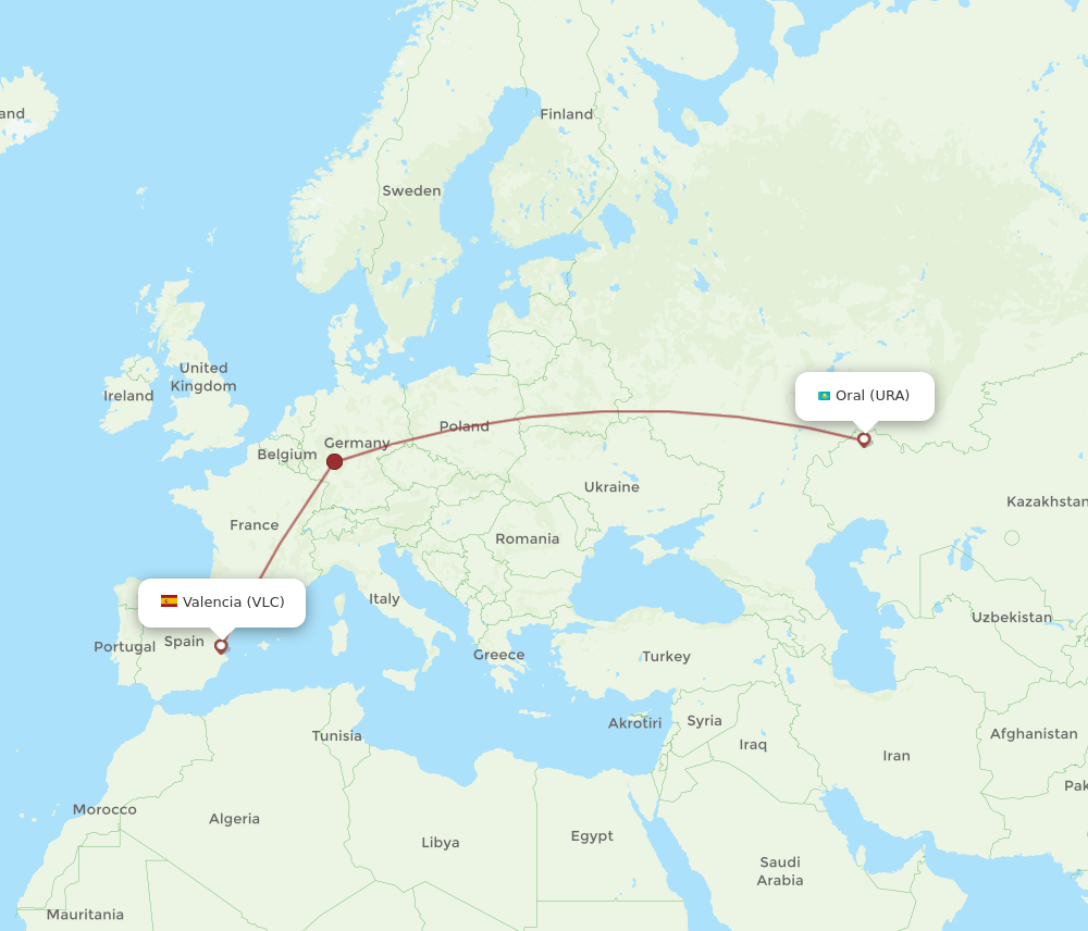 URA-VLC flight routes