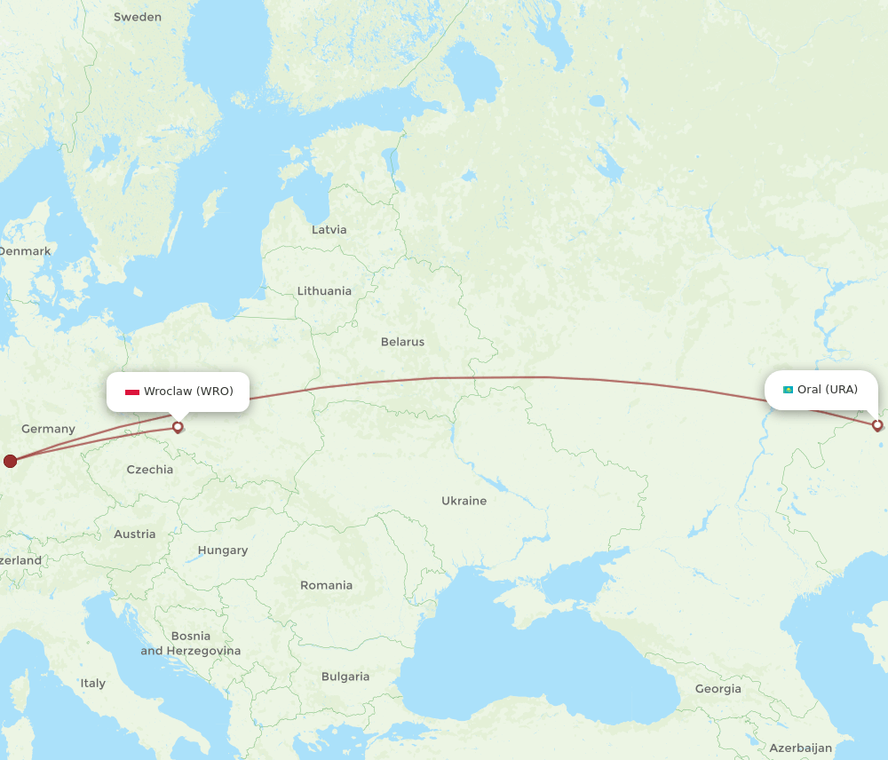 URA-WRO flight routes