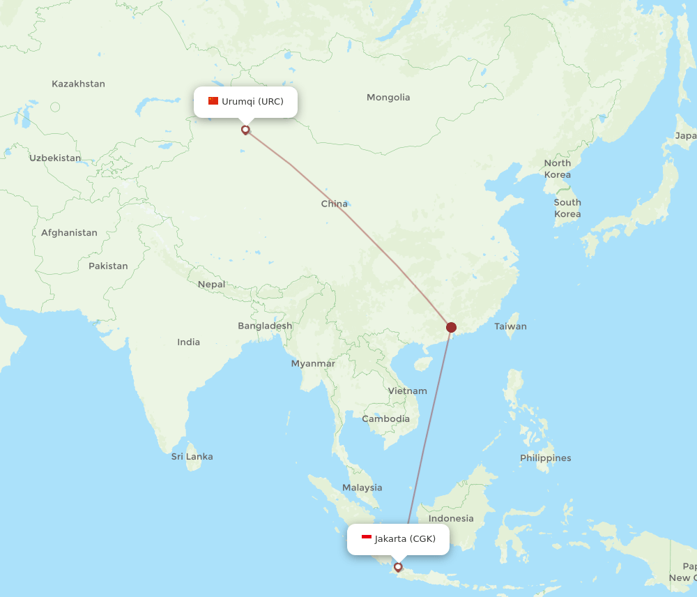 URC-CGK flight routes