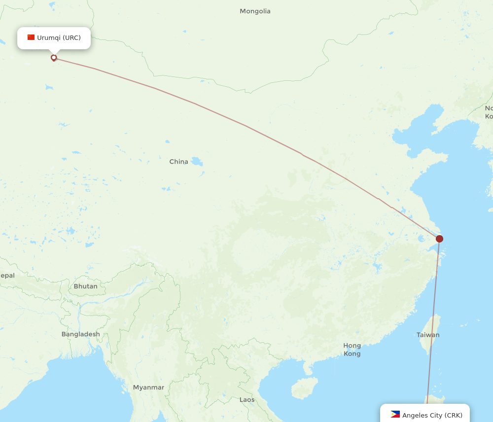 URC-CRK flight routes