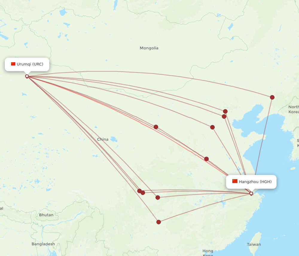 URC-HGH flight routes