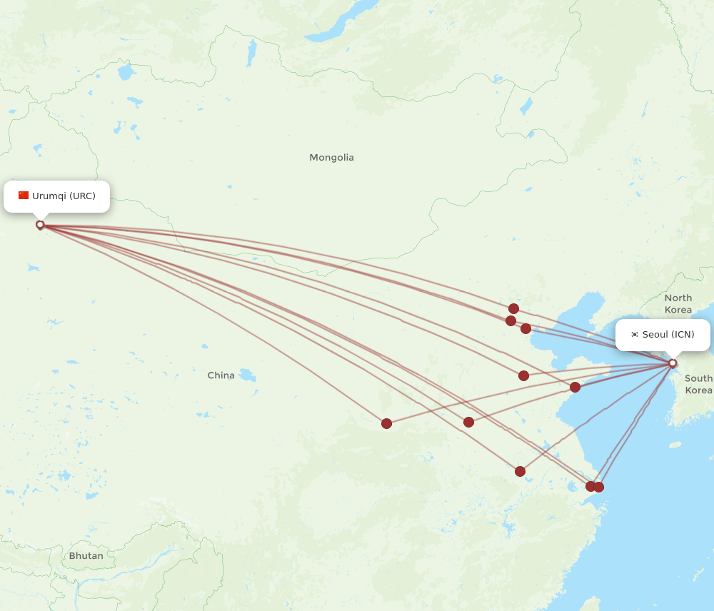 URC-ICN flight routes
