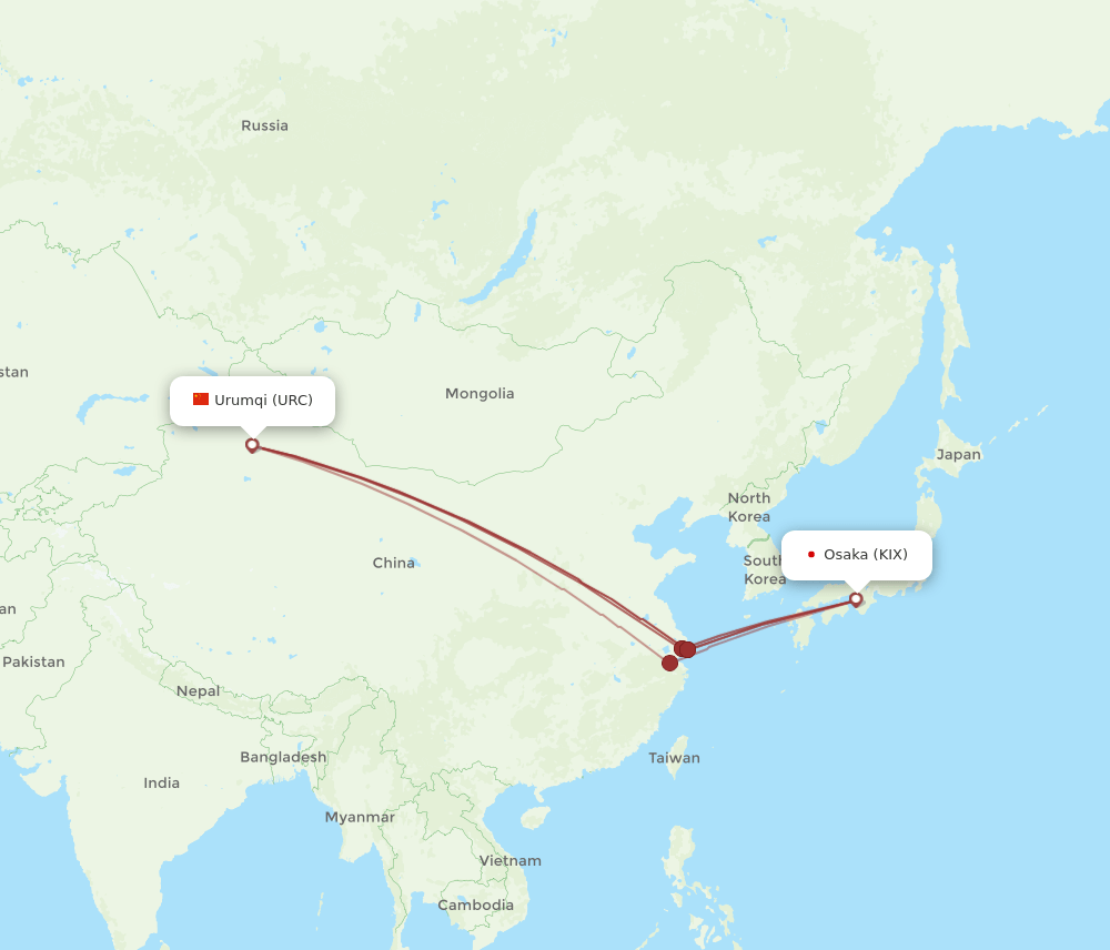 URC-KIX flight routes