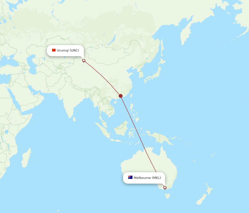 MEL to URC flights and routes map