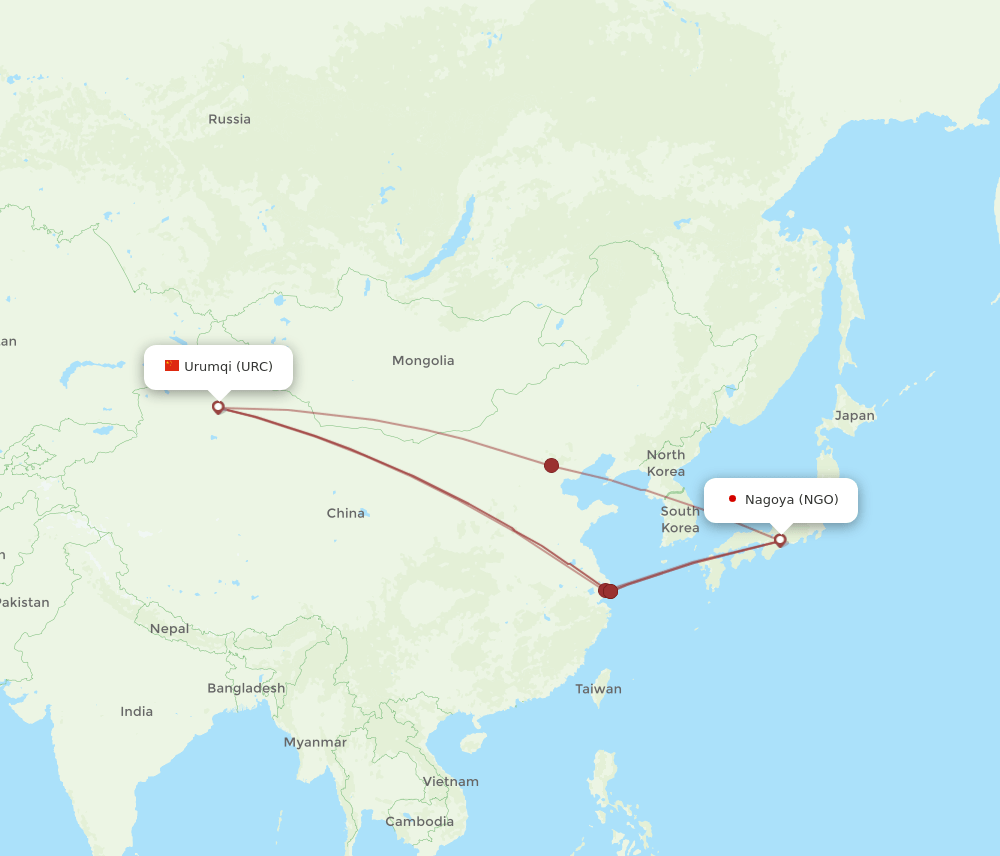 URC-NGO flight routes