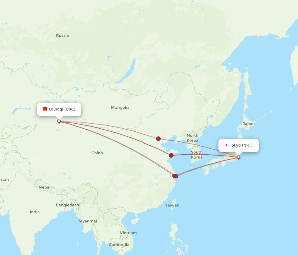 URC-NRT flight routes