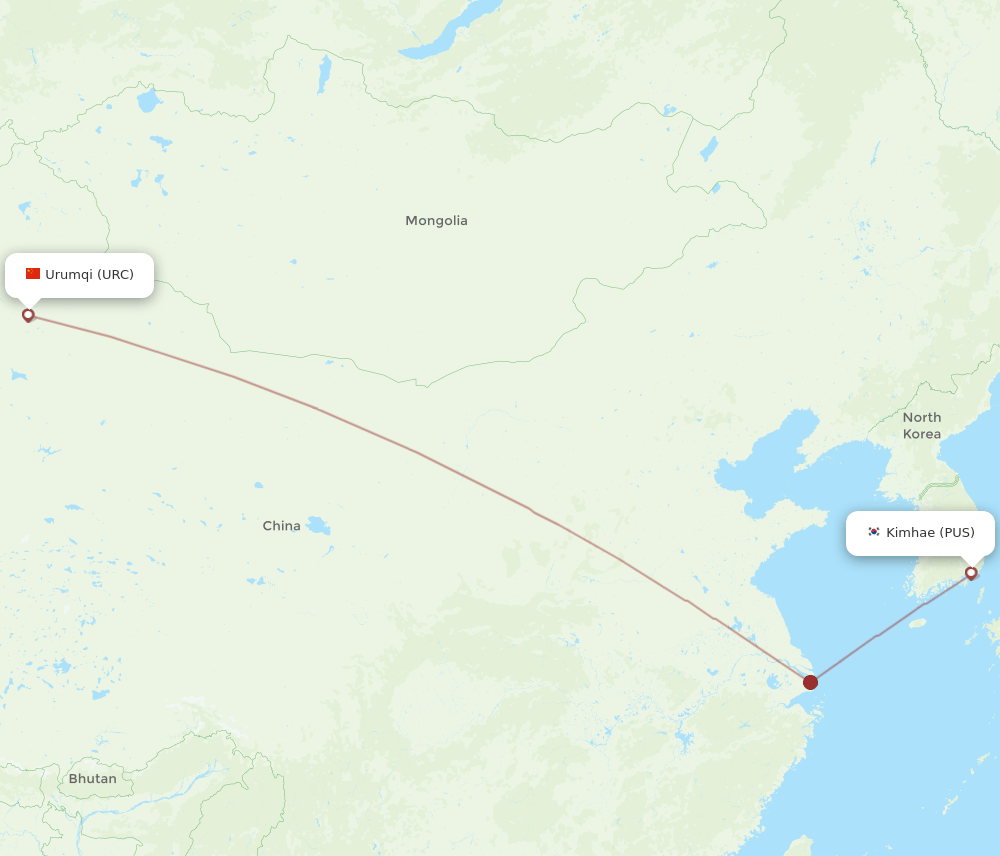 URC-PUS flight routes