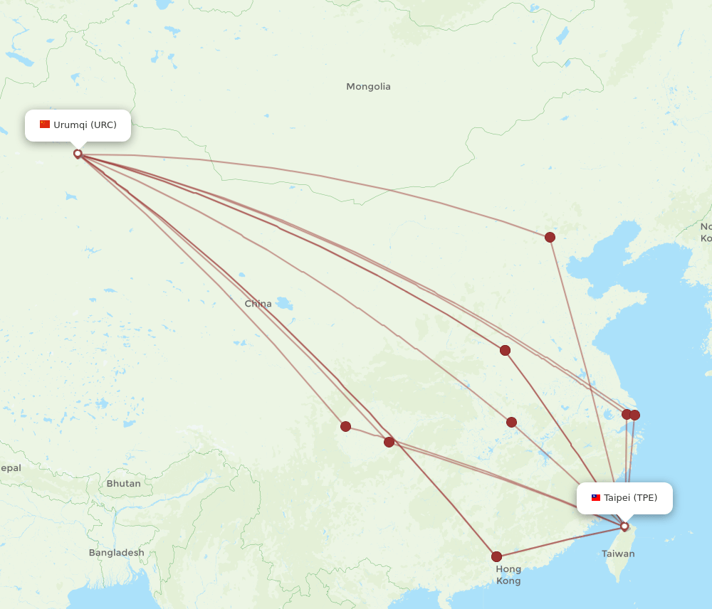 URC-TPE flight routes