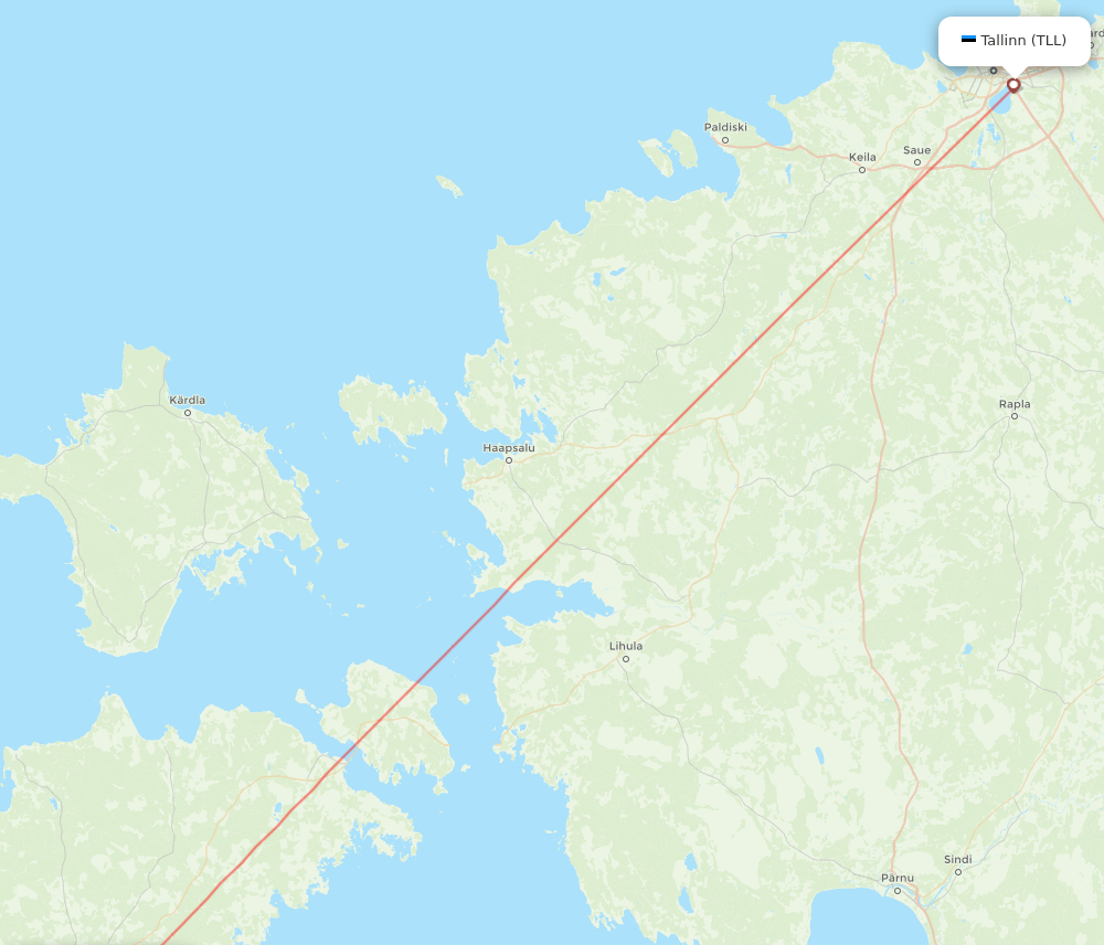 Kuressaare - Tallinn route map and flight paths