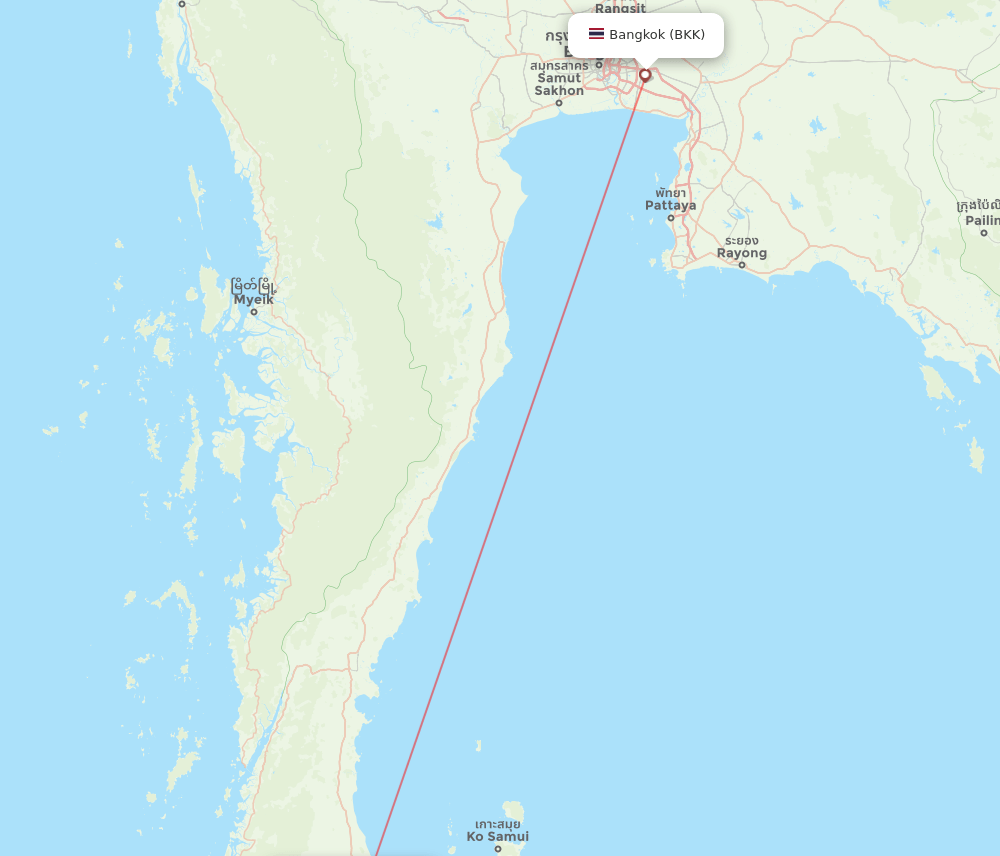 URT to BKK flights and routes map