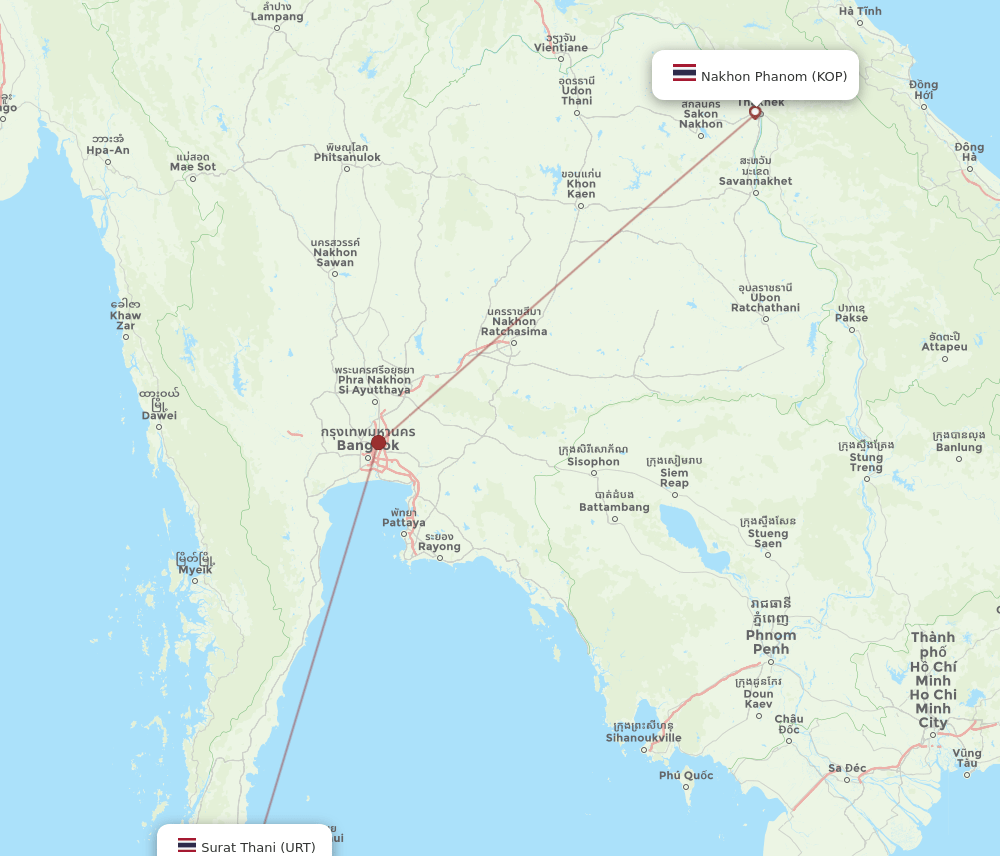 URT-KOP flight routes