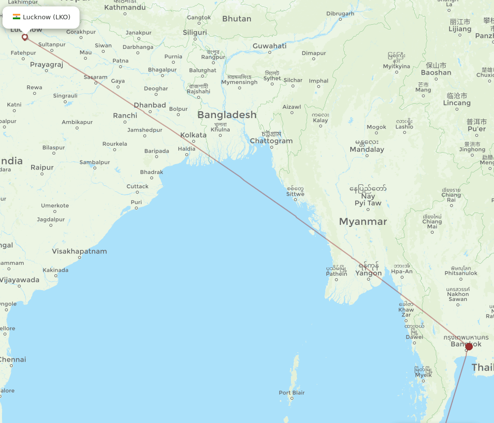 URT-LKO flight routes