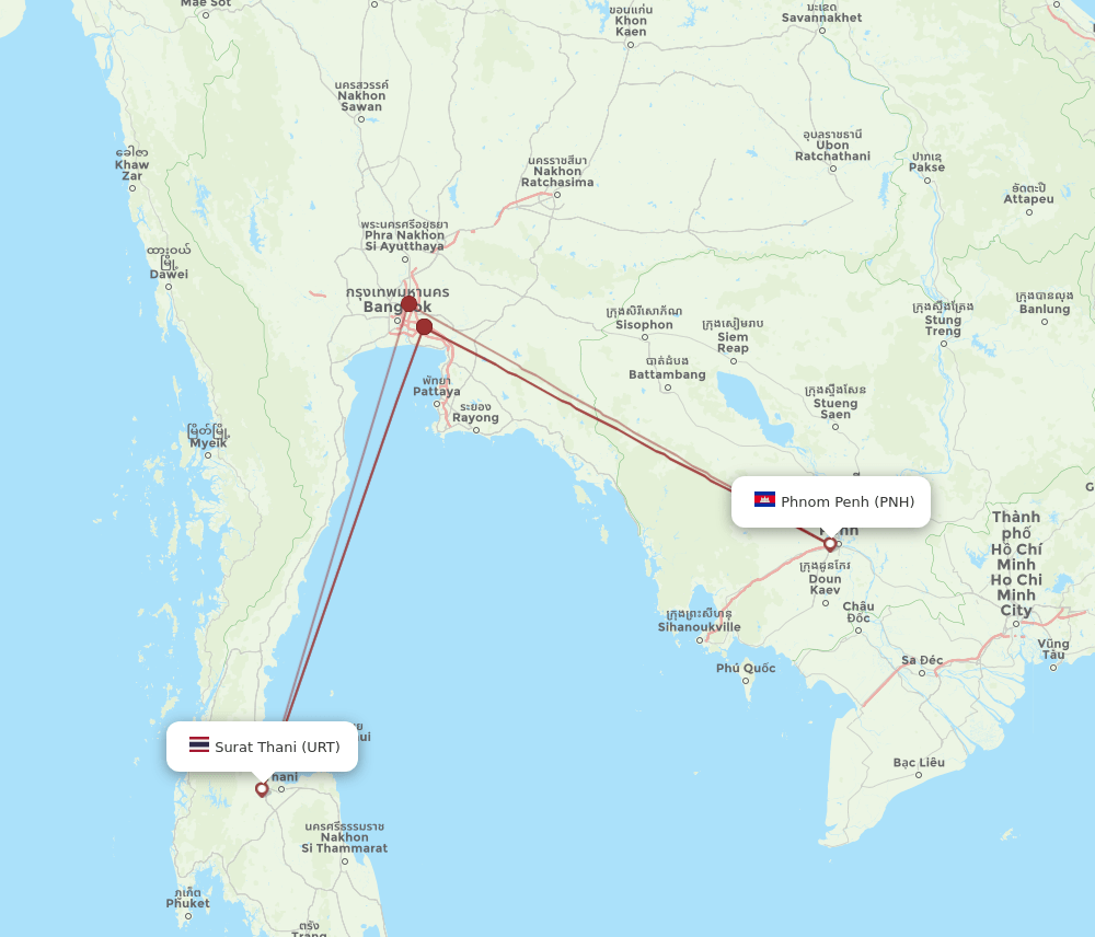 URT-PNH flight routes