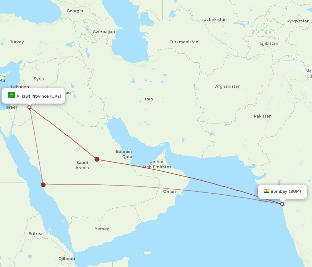 URY-BOM flight routes