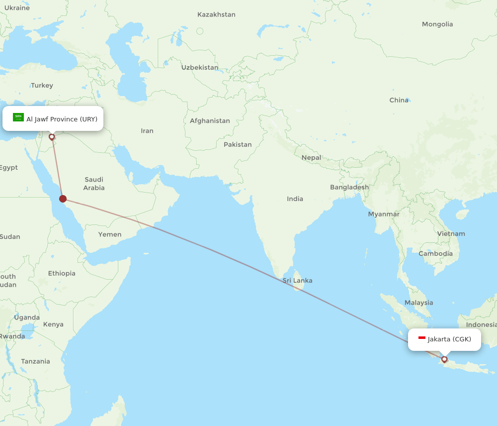 URY-CGK flight routes