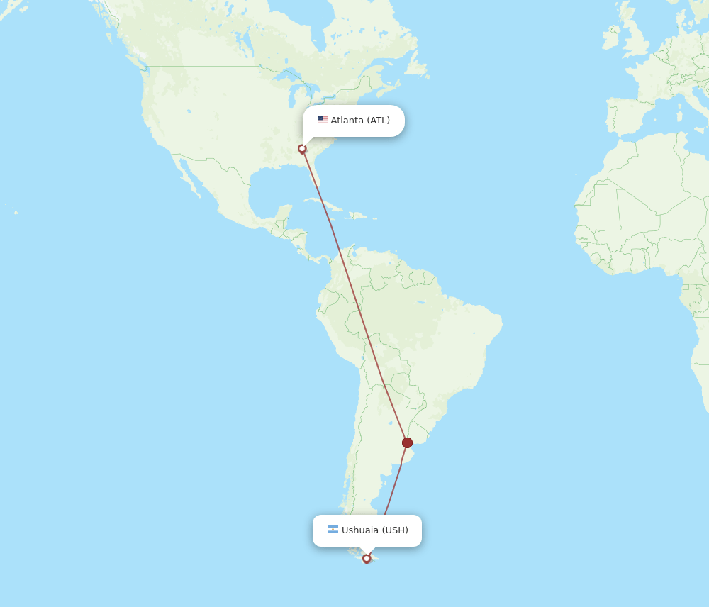 USH-ATL flight routes