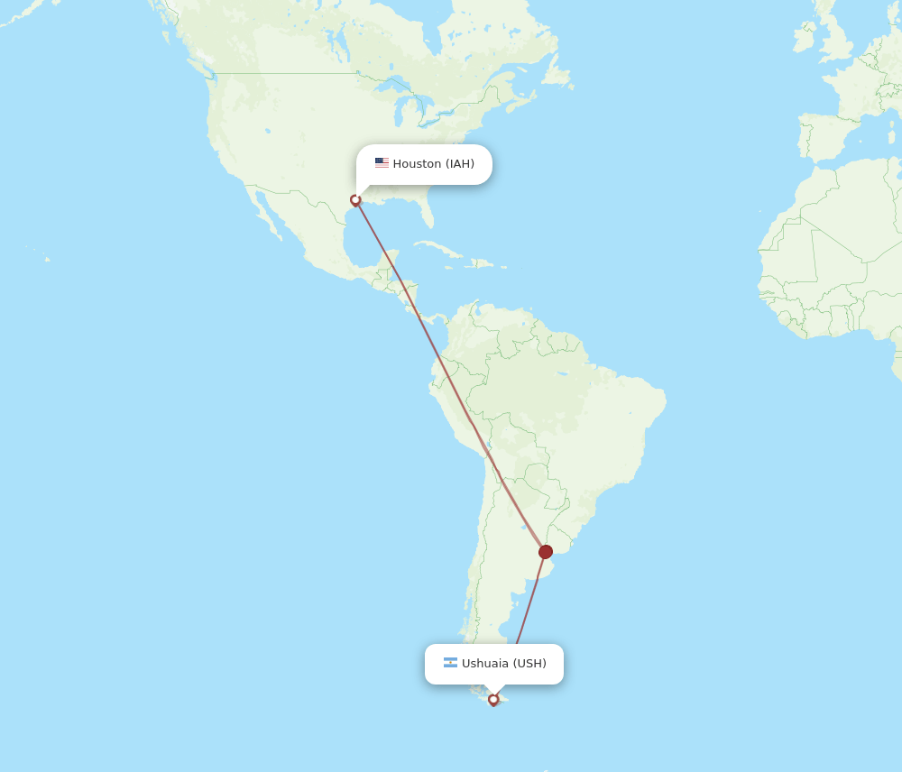 USH-IAH flight routes