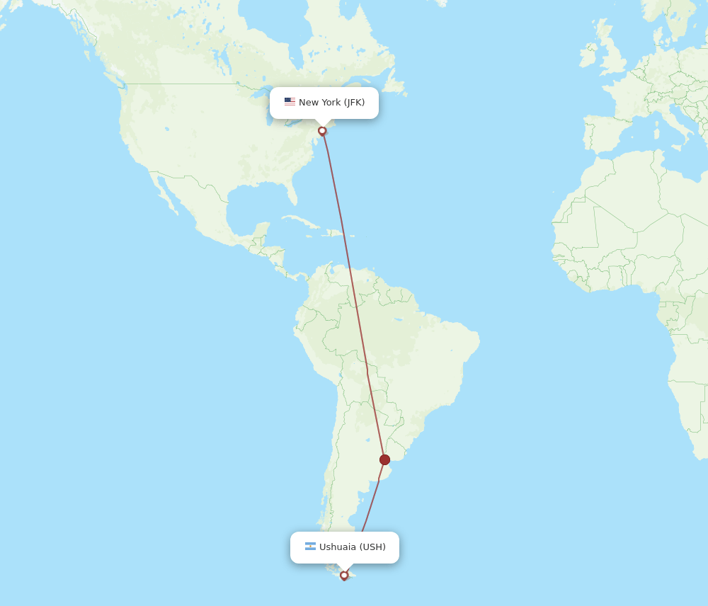 USH-JFK flight routes