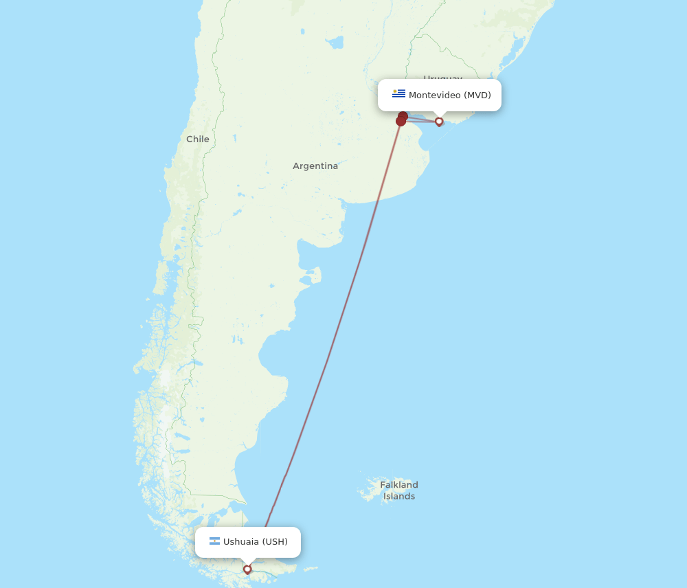 USH-MVD flight routes