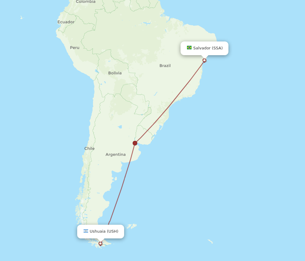USH to SSA flights and routes map