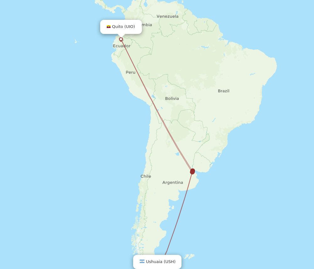 USH-UIO flight routes