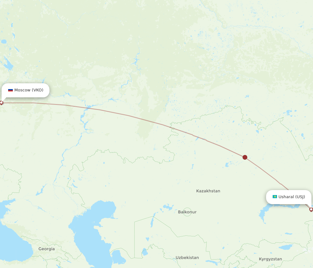 USJ to VKO flights and routes map