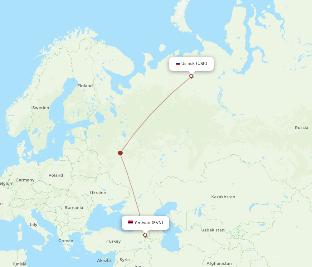 USK-EVN flight routes