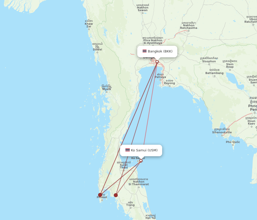 USM-BKK flight routes